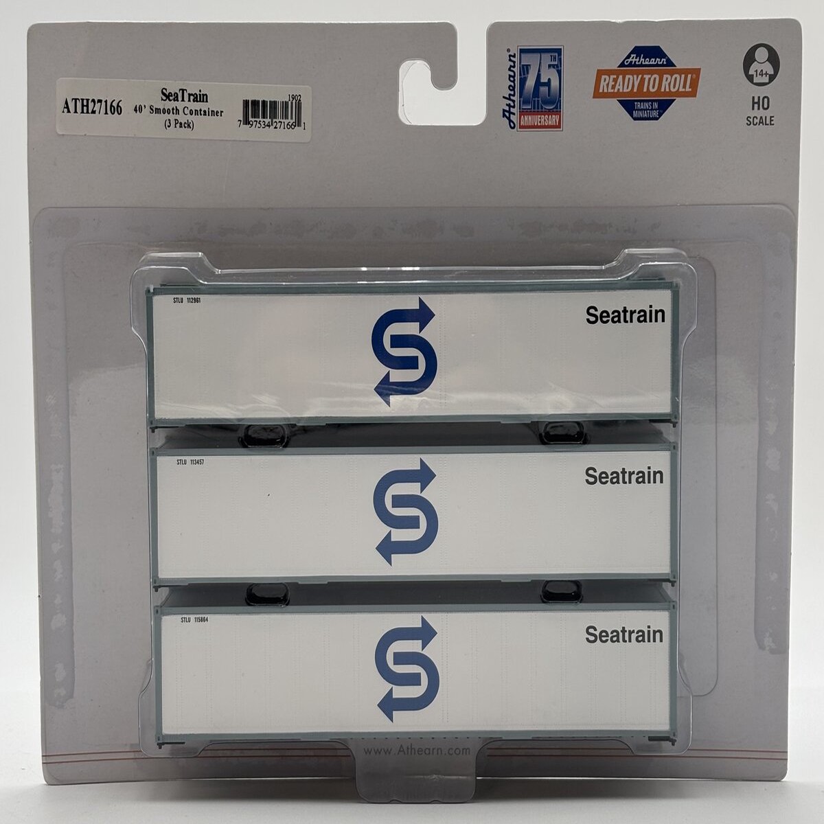 Athearn 27166 HO Sea Train 40' Smooth Side Container (Pack of 3)