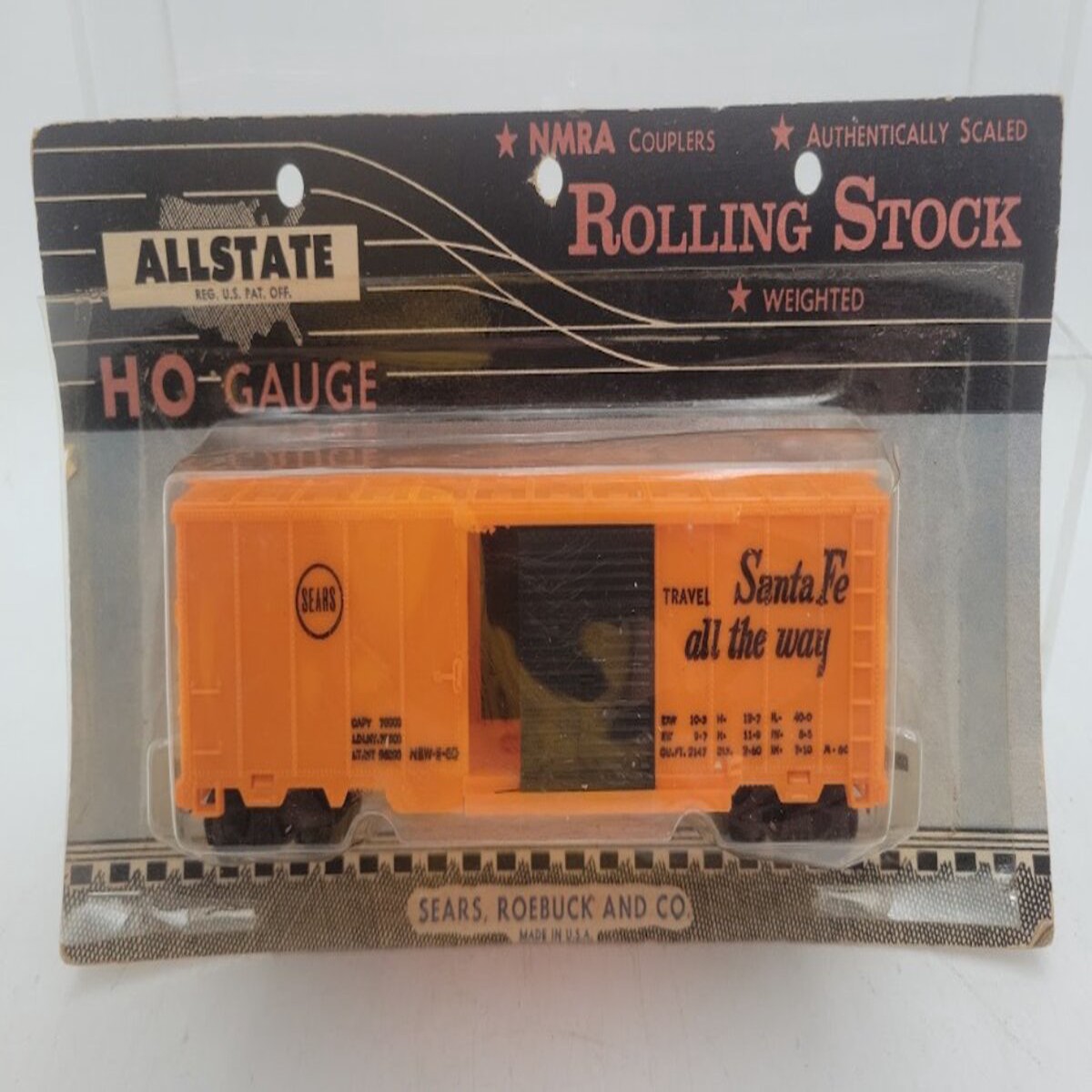 Sears HO Scale Roebuck and Co. Rolling Stock Orange Sears Santa Fe Box Car