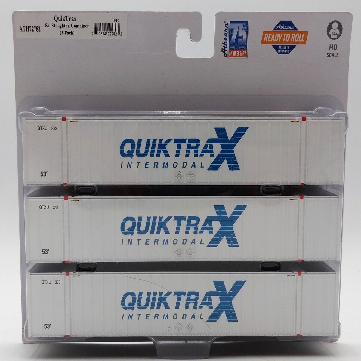 Athearn 72782 HO RTR 53' Stoughton Container, QuikTrax (Pack of 3)