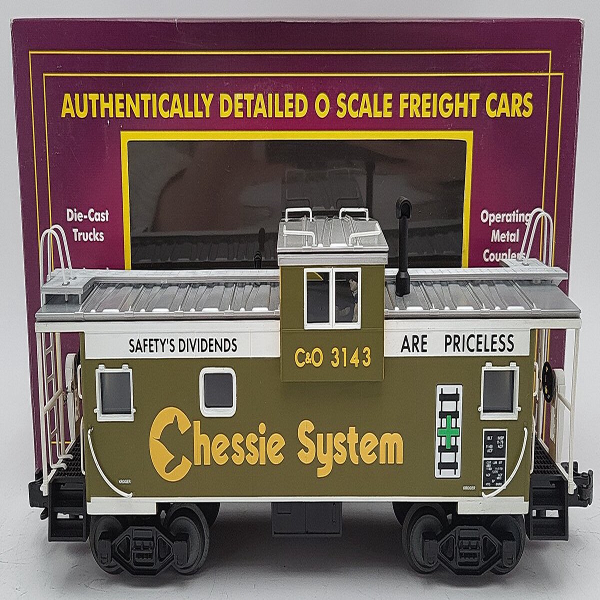 MTH 20-90012F O Gauge Chessie Extended Vision Caboose #3143 EX/Box