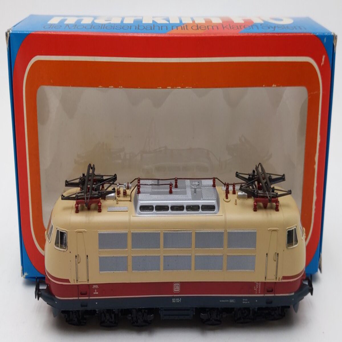 Marklin 3054 HO Scale DB Tan & Blue Electric Locomotive EX/Box