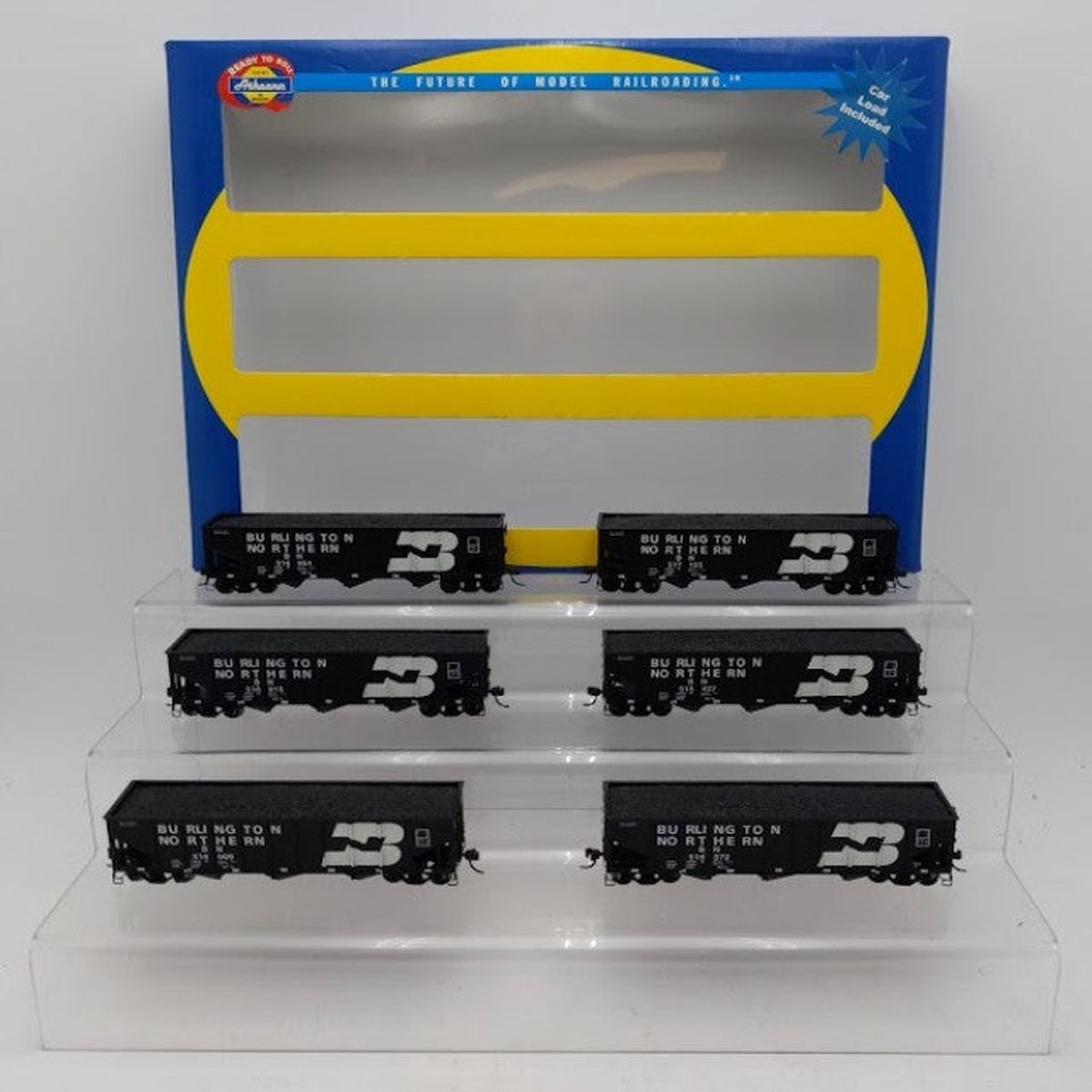 Athearn 95603 HO Scale Burlington Northern 40' 3 Bay Ribbed Hopper (Pack of 6) LN/Box
