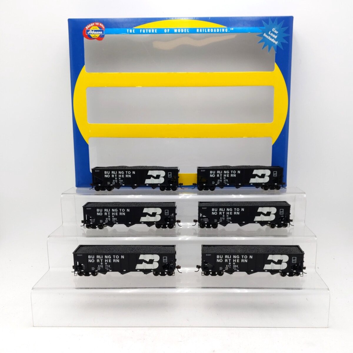 Athearn 95602 HO Burlington Northern 40' 3 Bay Ribbed Hopper Cars (Pack of 6) LN/Box