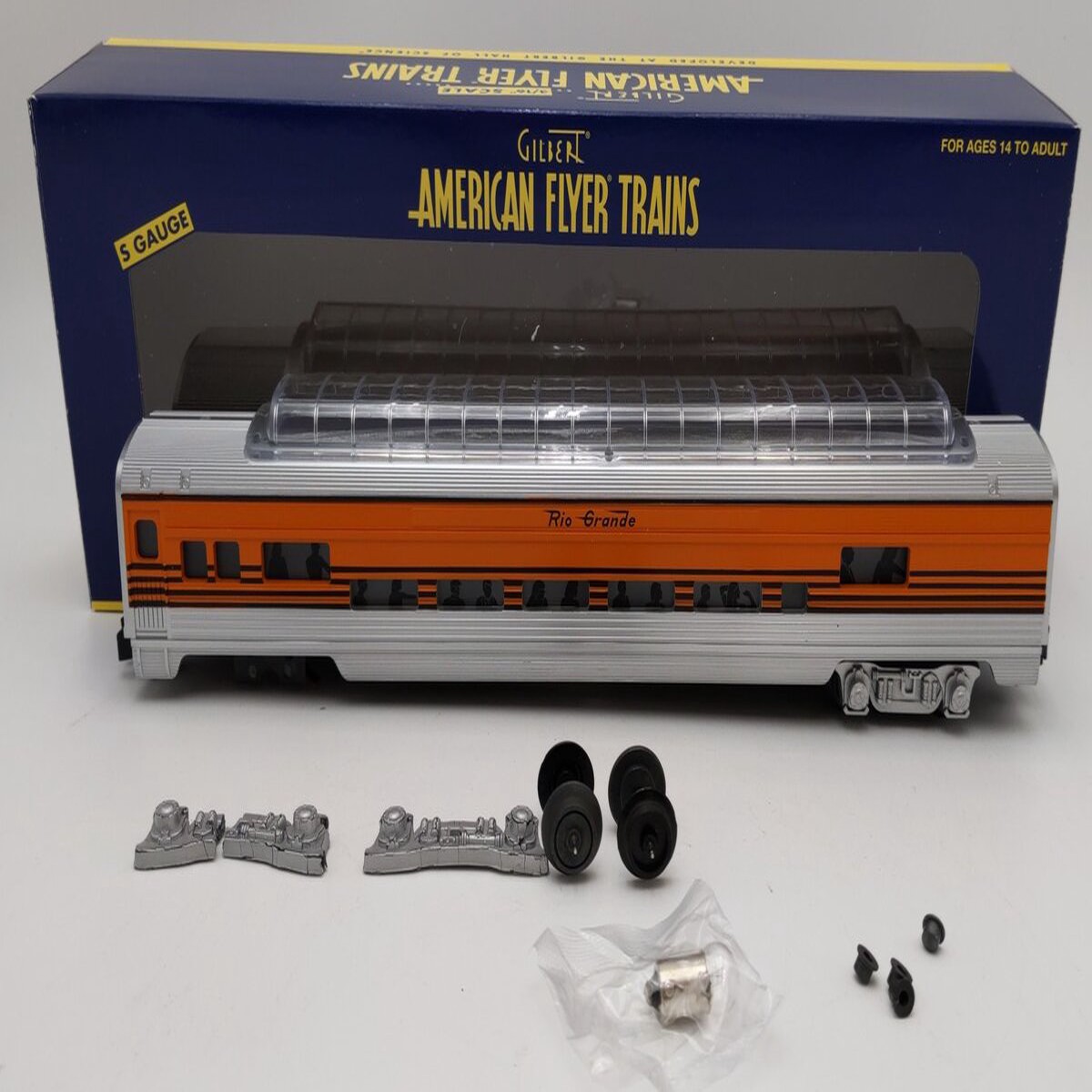 American Flyer 6-49943 S Gauge Rio Grand Streamliner Full Vista Dome Car #1253 VG/Box