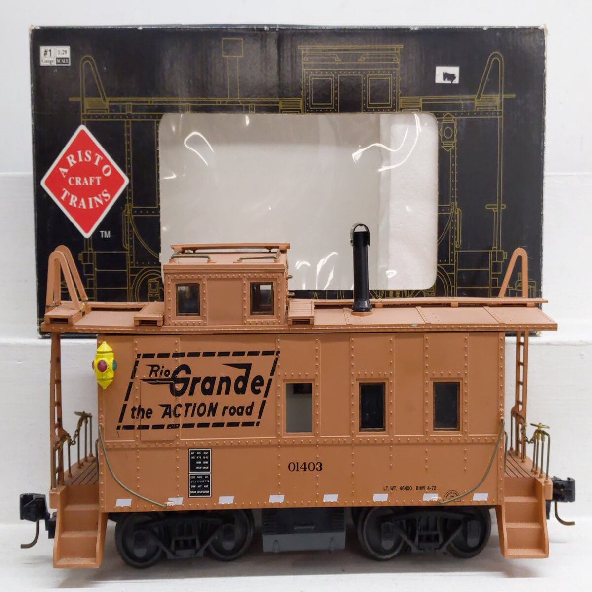 Aristo-Craft 42103 G Scale Rio Grande Illuminated Caboose #01403 VG/Box