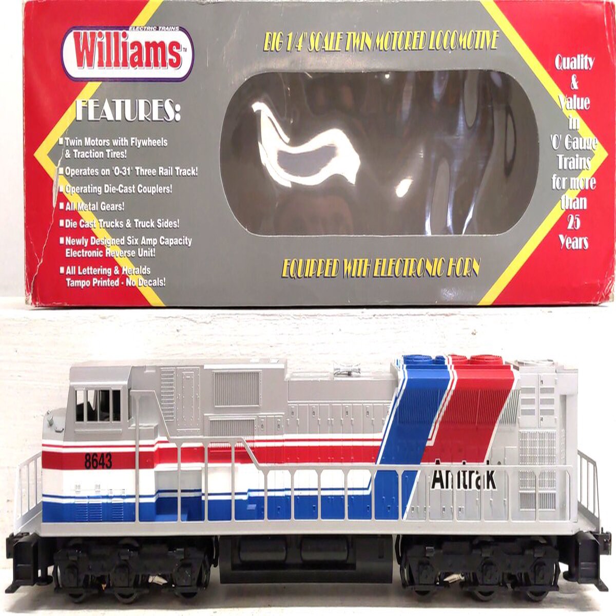 Williams 21808 Amtrak SD90 Powered Diesel Locomotive #8643 EX/Box