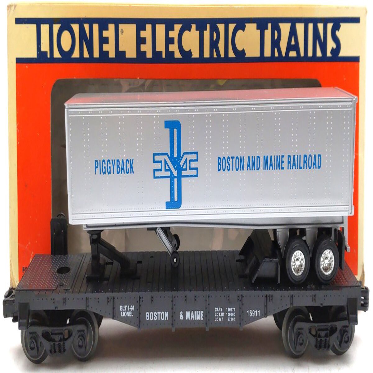 Lionel 6-16911 O Gauge Boston & Maine Flatcar with Piggyback Trailer LN/Box