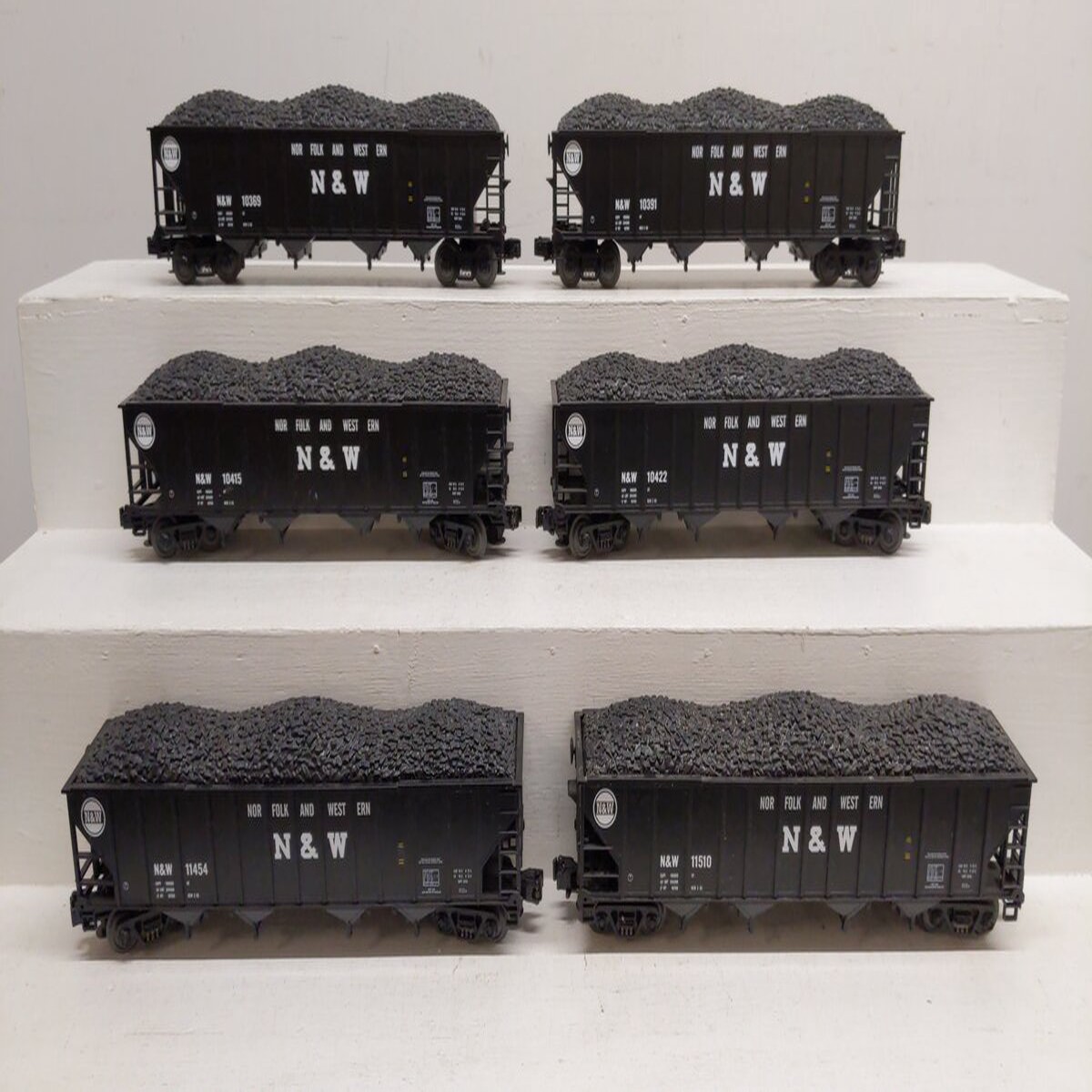 MTH 20-97061 O Norfolk & Western Premier 4-Bay Hopper Freight Cars (Set of 6) EX