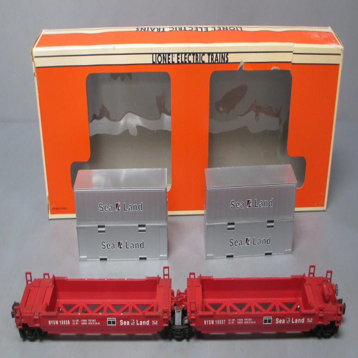 Lionel 6-16936 O Gauge Susquehanna Sea Land Maxi-Stack Flatcar LN/Box