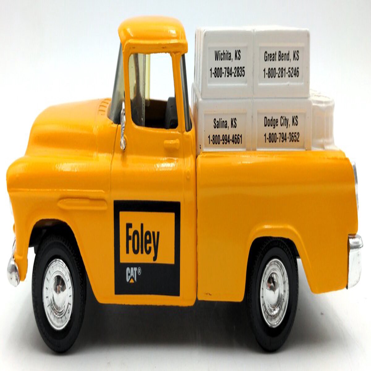 Ertl 2874 1:25 Scale Diecast CAT Foley 1955 Chevy Pickup Truck Coin Bank NEW