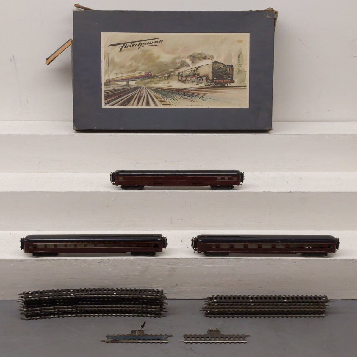 Fleischmann 1365/3 HO Scale Pennsylvania Passenger Cars & Track Sections VG/Box