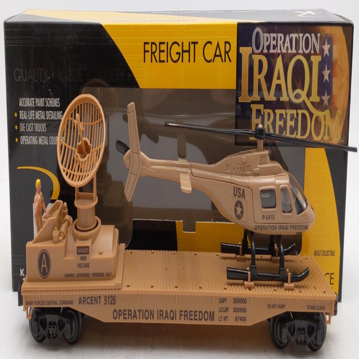 K-Line K691-8030 O Gauge Operation Iraqi Freedom Flatcar w/ Helicopter #5126 EX/Box