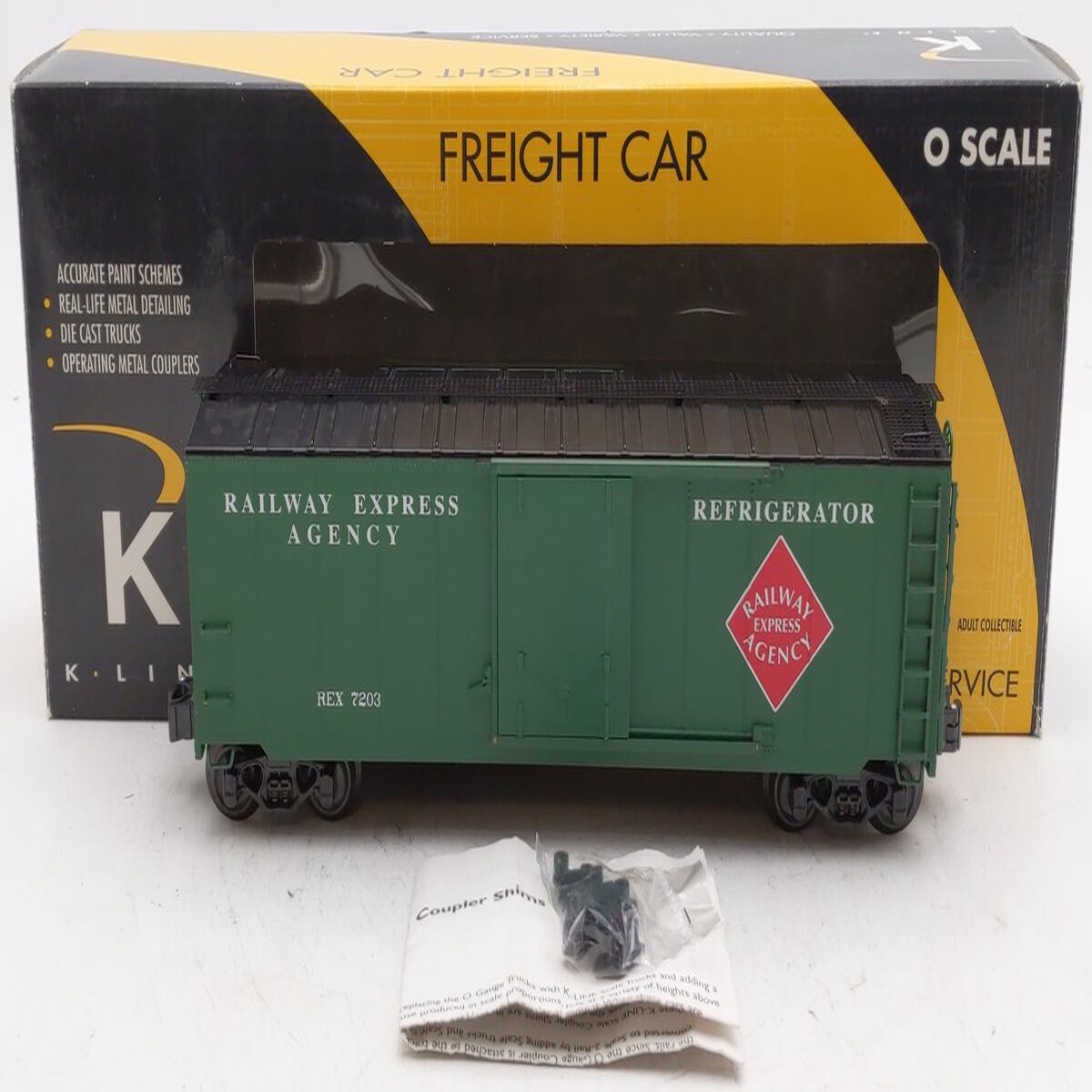 K-Line K761-1912 O Gauge REA Express Service Steel-Sided Reefer #7203 EX/Box