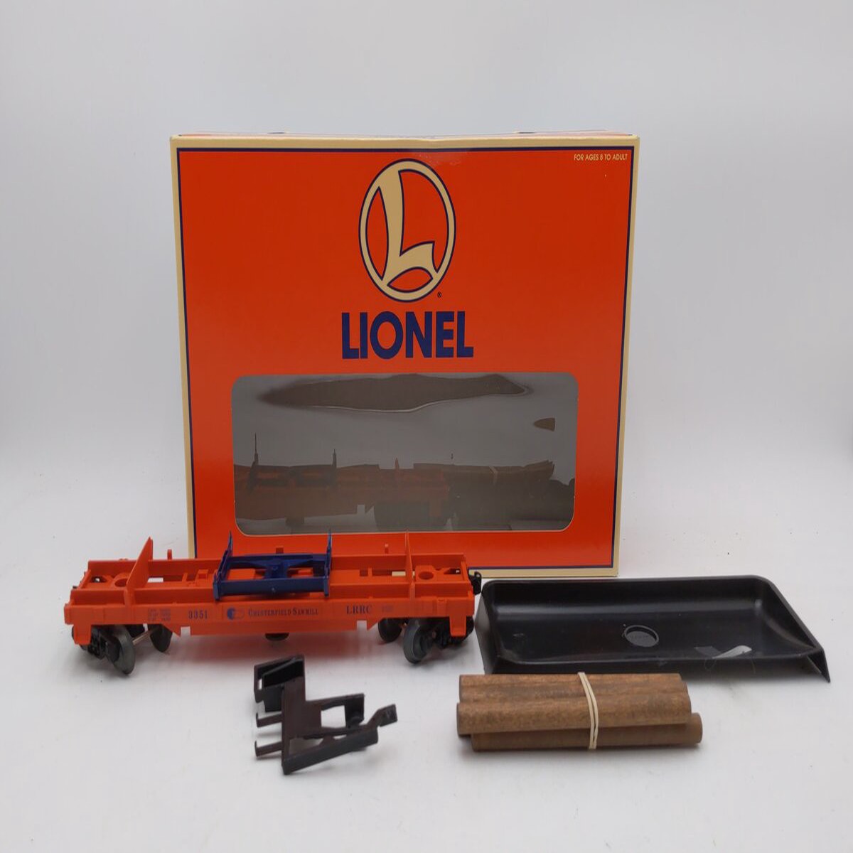 Lionel 6-19473 O Gauge LRRC Operating Log Dump Car Chesterfield Sawmill LN/Box