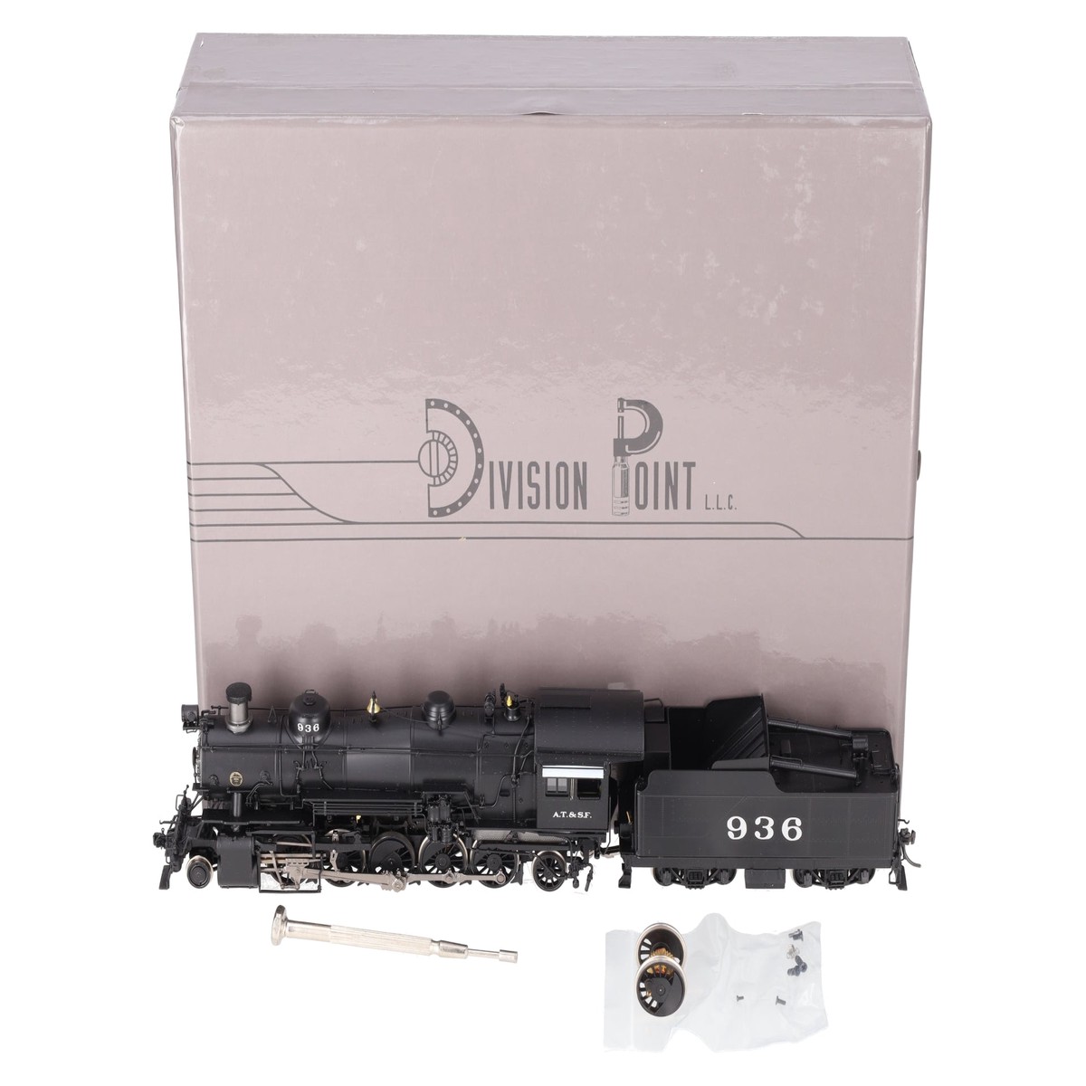 Boo-Rim Precision DP-3908 HO Brass AT&SF 2-10-2 Steam Locomotive & Coal Tender LN/Box