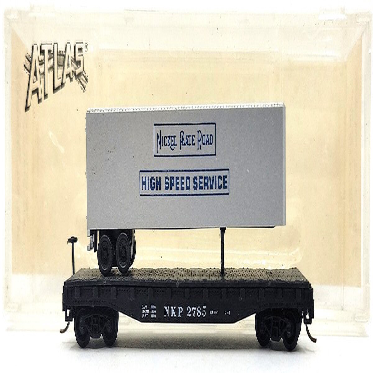 Atlas 3778 N Scale NKP Flat Car w/ Trailer EX/Box