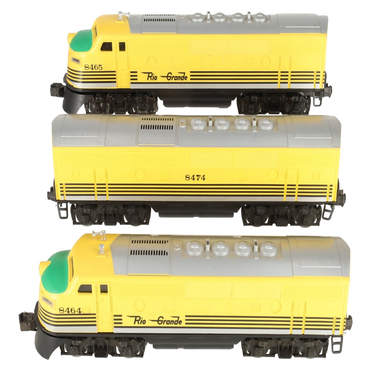 Lionel 6-8464/6-8465/6-8474 O Rio Grande F3 ABA Powered Diesel Locomotive Set VG