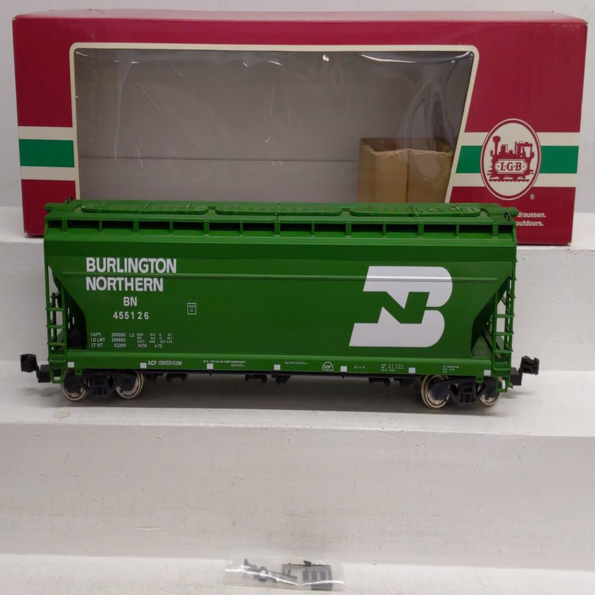 LGB 43820 Burlington Northern Covered Hopper Car (Metal Wheels) EX/Box
