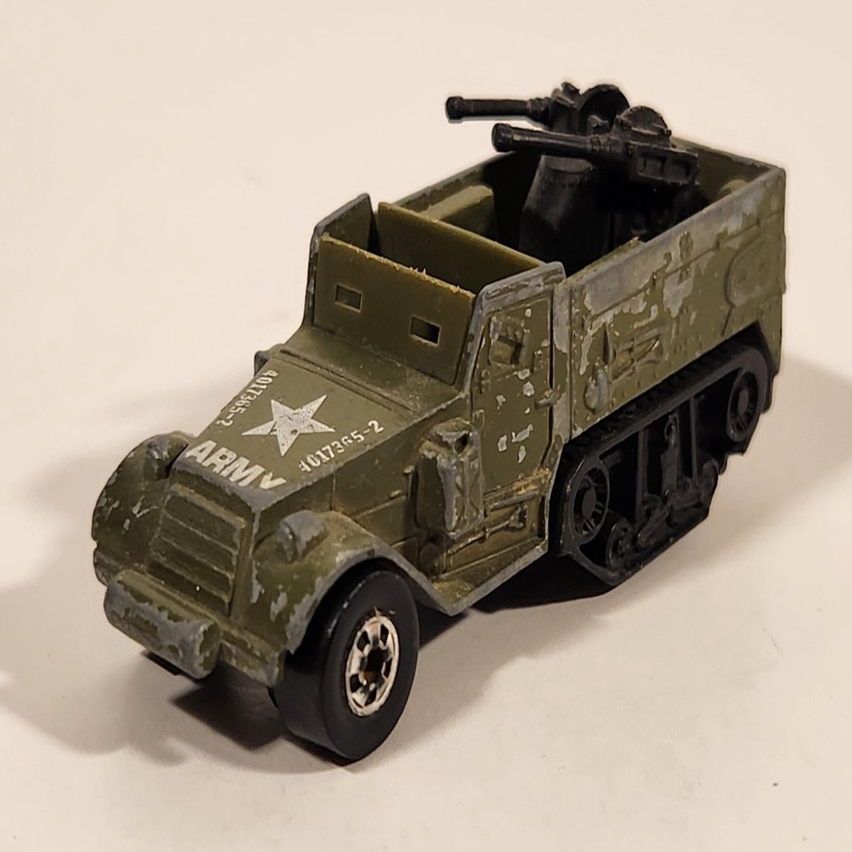 1977 Hot Wheels Flying Colors Gun Bucket Army Olive Green Die Cast Toy Car Vehicle