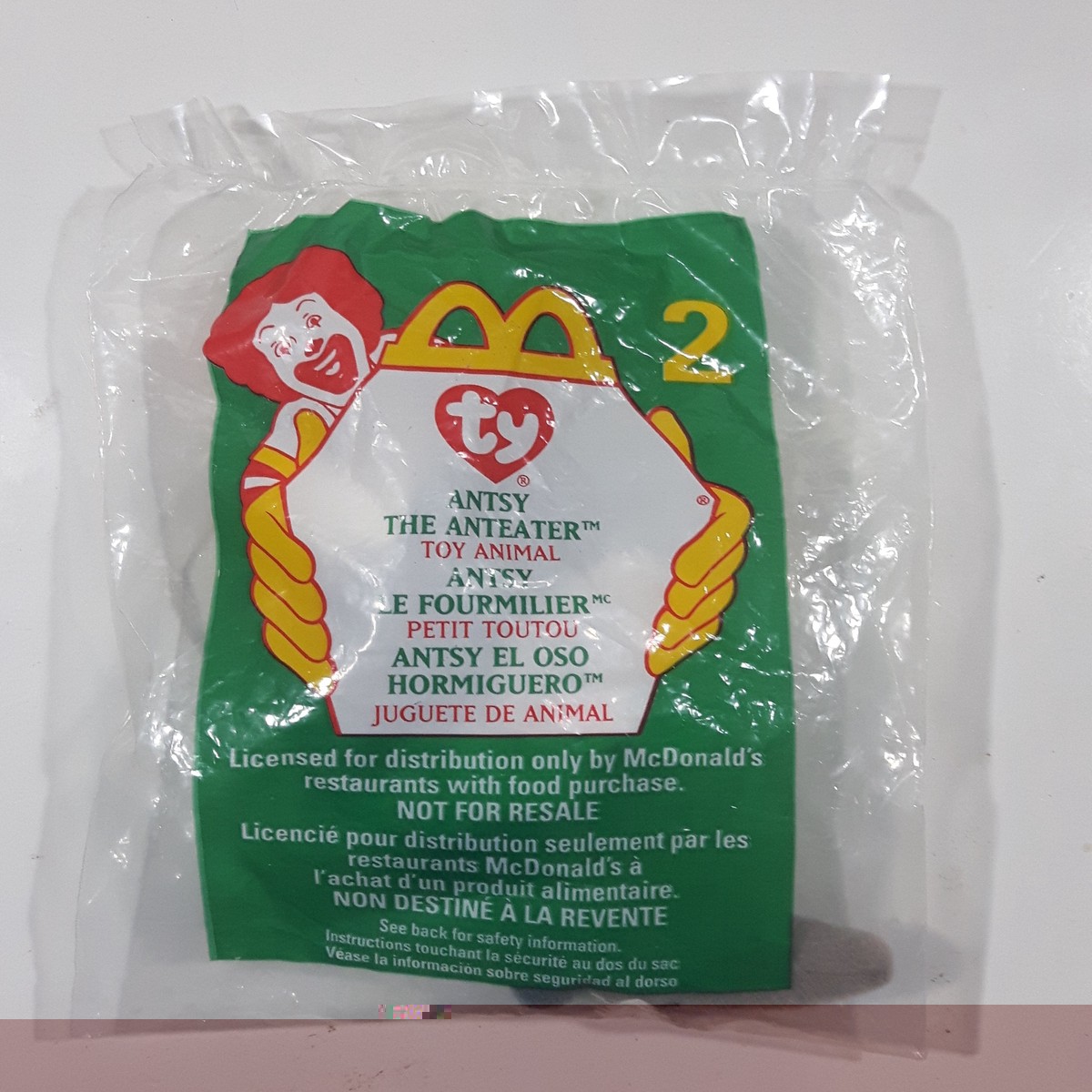 1999 McDonald's Ty Beanie Babies Antsy The Anteater Stuffed Plush Toy New in Package ERRORS
