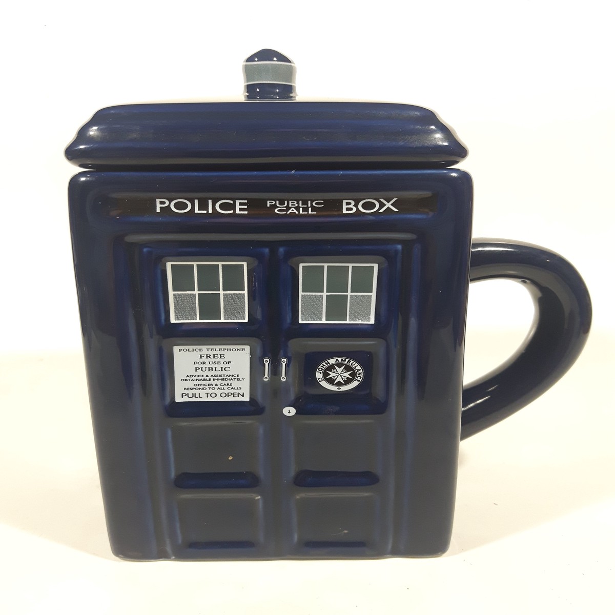 2012 ZION BBC Doctor Who Police Public Call Box Blue Tardis Shaped 6 1/2" Tall Ceramic Milk Creamer