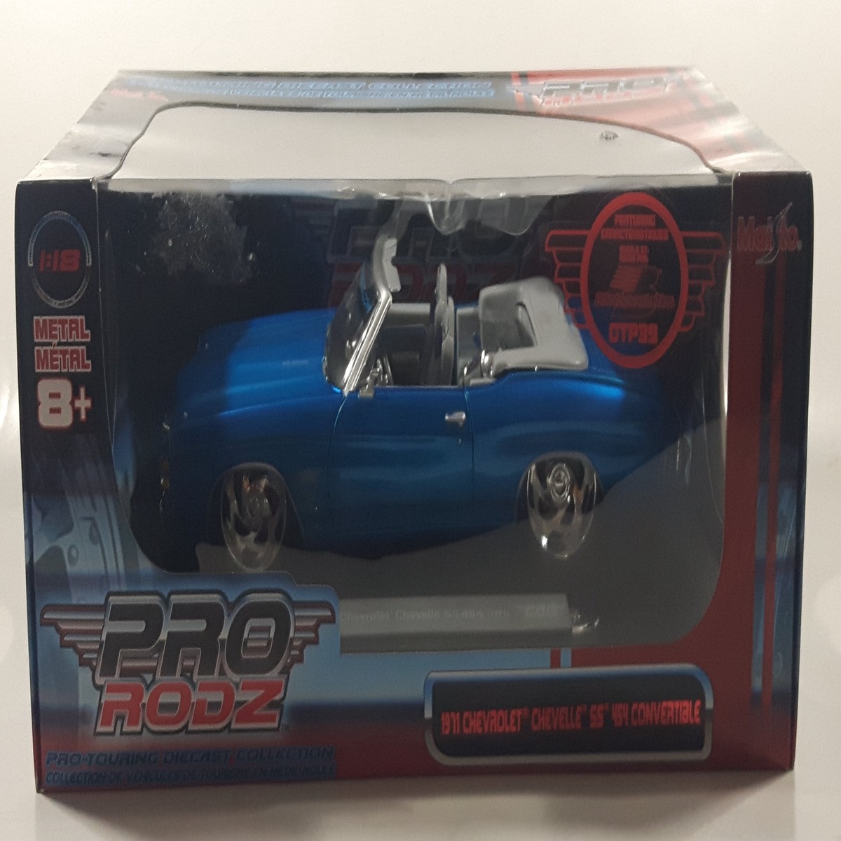 2005 Maisto Pro Rodz 1971 Chevrolet Chevelle SS Convertible Blue 1/18 Scale Die Cast Toy Car Vehicle with Opening Doors, Hood, and Trunk New in Box
