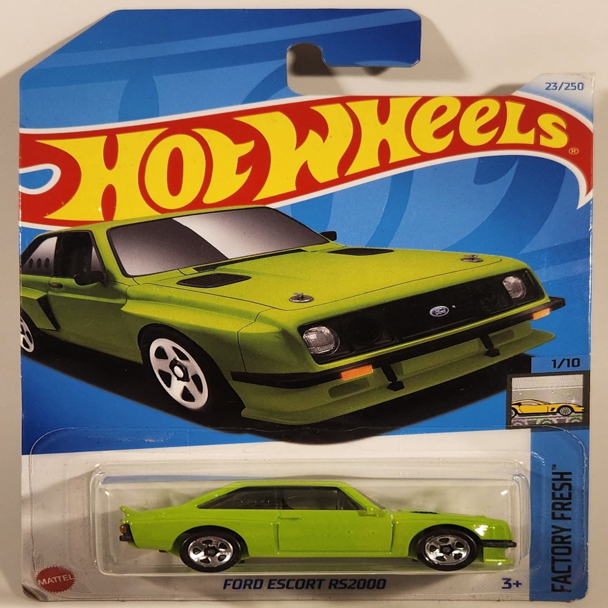 2024 Hot Wheels Factory Fresh Ford Escort RS2000 Neon Green Die Cast Toy Car Vehicle New in Package