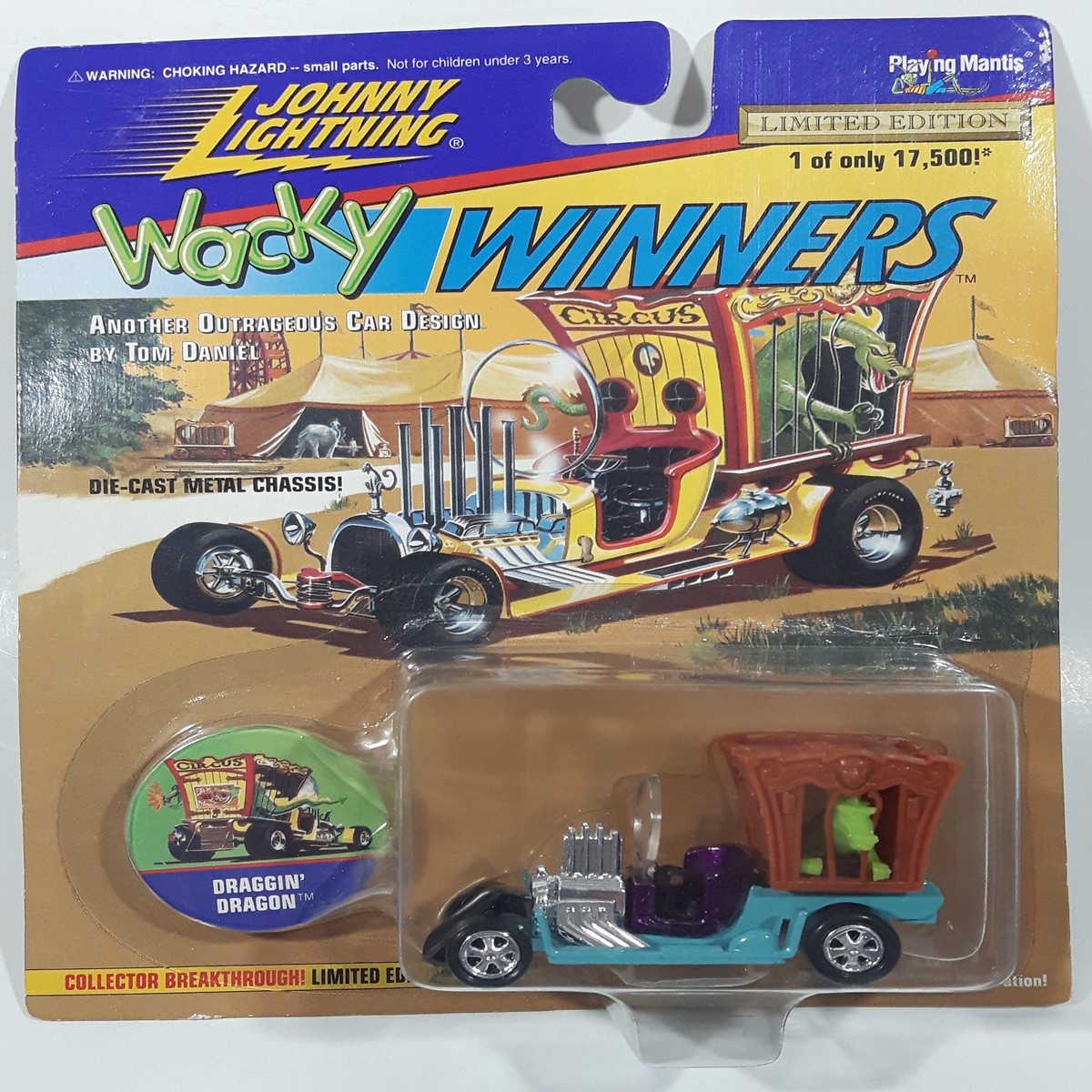 1996 Playing Mantis Johnny Lightning Wacky Winners Series No. 1 Limited Edition 1 of 17,500 Draggin' Dragon Green and Brown Die Cast Toy Car Vehicle New in Package