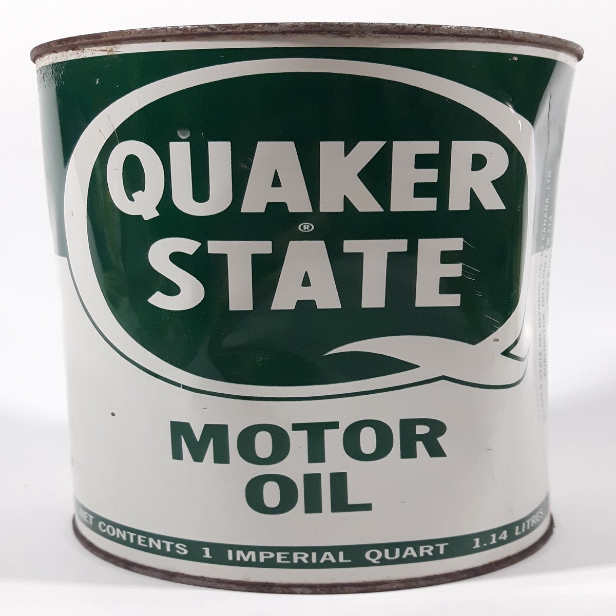 Vintage Quaker State S.A.E. 20 - 20W Motor Oil 1 Imperial Quart 1.14 Litres Metal Can FULL Burlington, Ontario