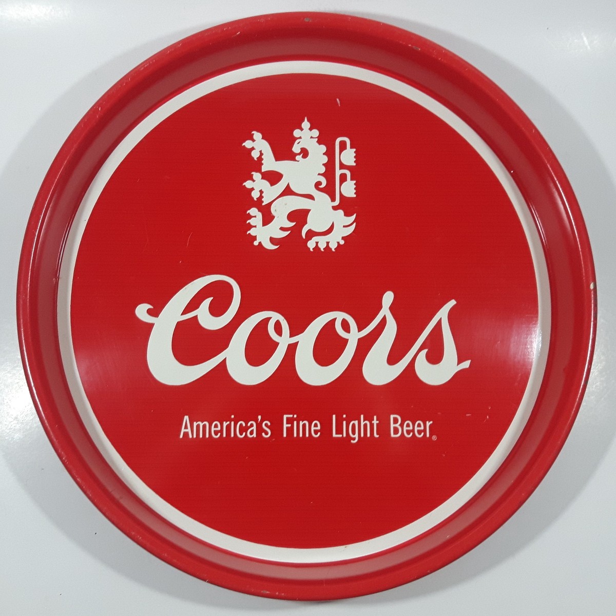 Vintage Coors America's Fine Light Beer 13" Diameter Round Metal Red Beverage Serving Tray