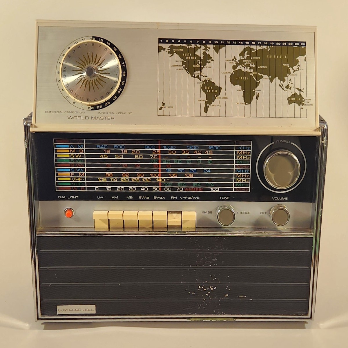 Vintage 1969 Wynford Hall Solid State Multi-Band World Time Radio Model No. 24F18