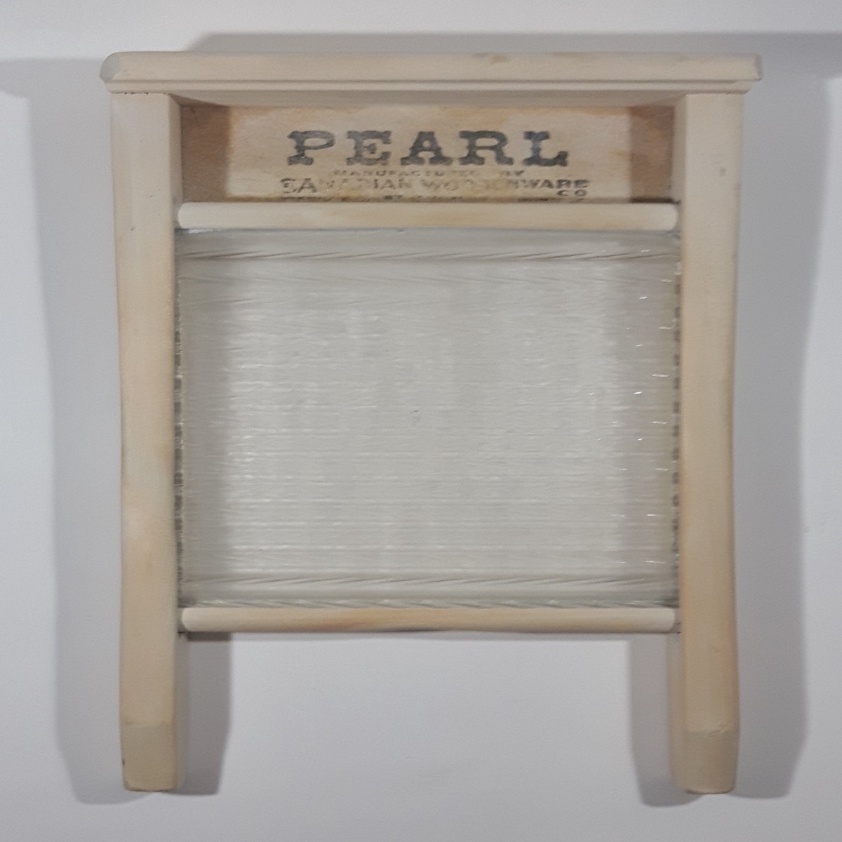 Antique Pearl Canadian Woodenware Wood Framed Glass Washboard 8 1/2" x 16 3/4"