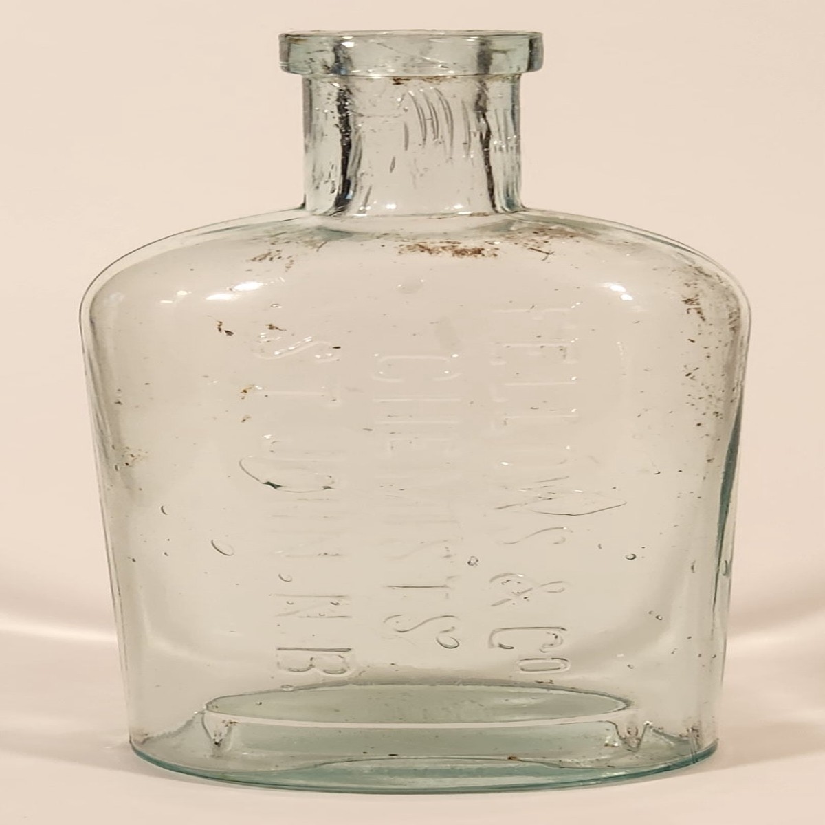 Antique Fellows & Co Chemists St. John N.B. 7 3/4" Tall Embossed Glass Medicine Bottle