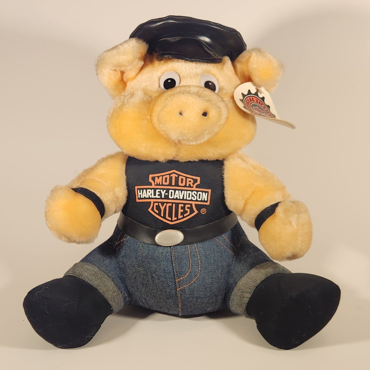 1993 Harley Davidson Motor Cycles 11" Tall Pig in Leather Biker Clothing Stuffed Animal Plush Plushy with Tags