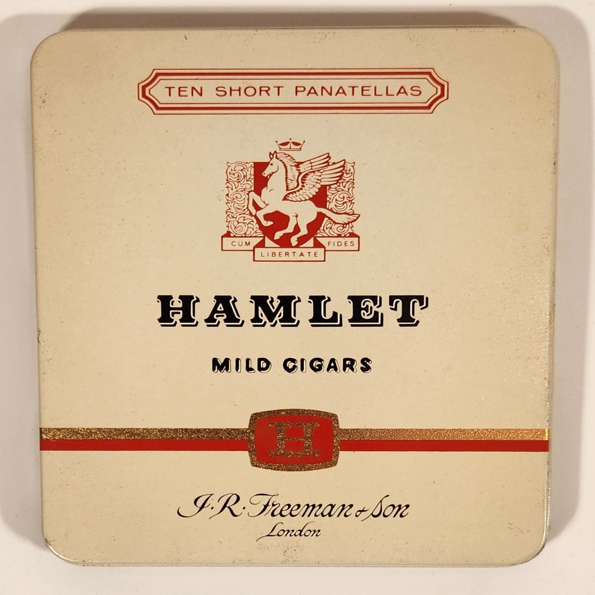 Vintage J. R. Freeman & Son London Hamlet Mild Cigars Ten Short Panatellas Tin Metal Cigarette Case Holder