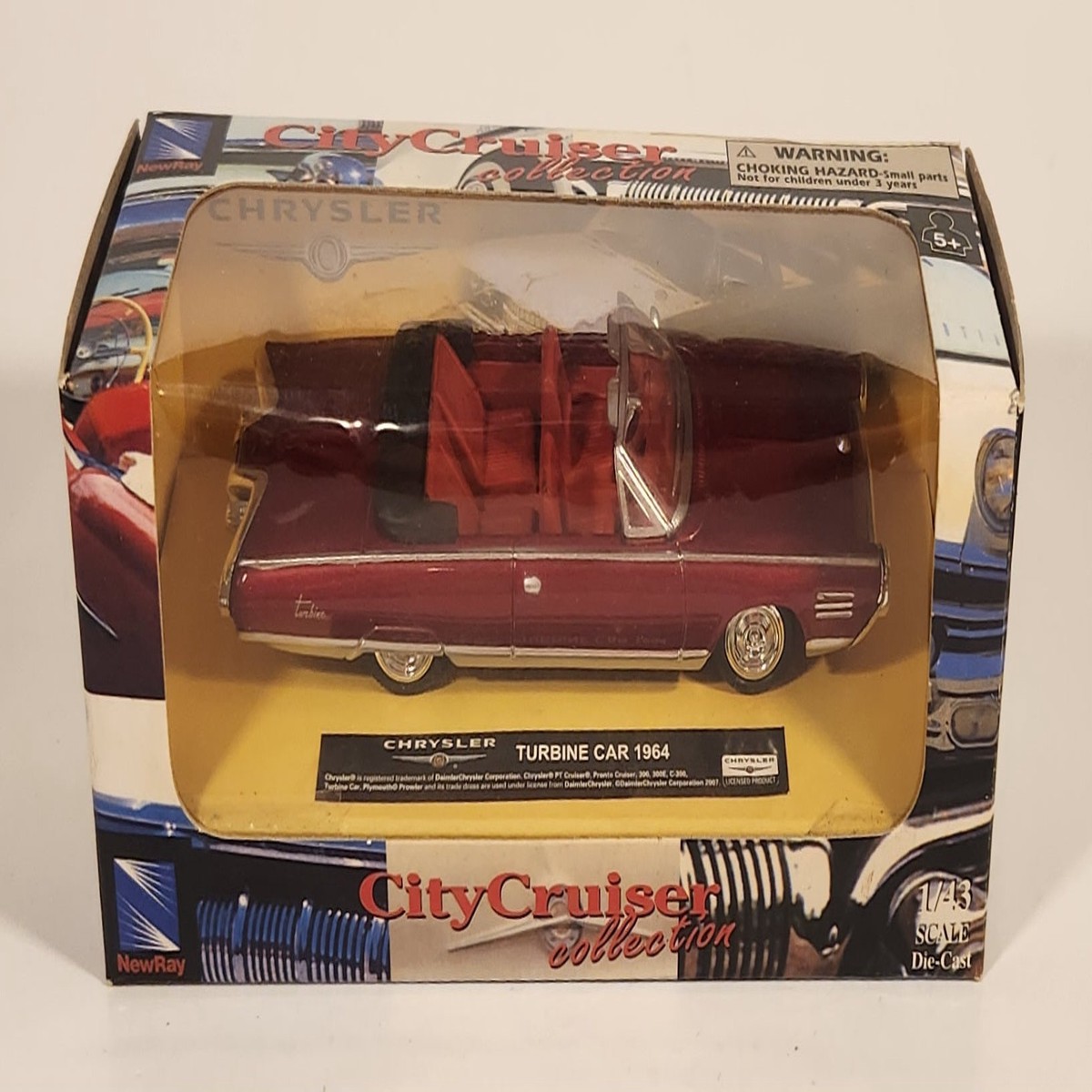 2011 New Ray City Cruiser Collection 1964 Chrysler Turbine Car Convertible Red 1/43 Scale Die Cast Toy Car Vehicle New in Box