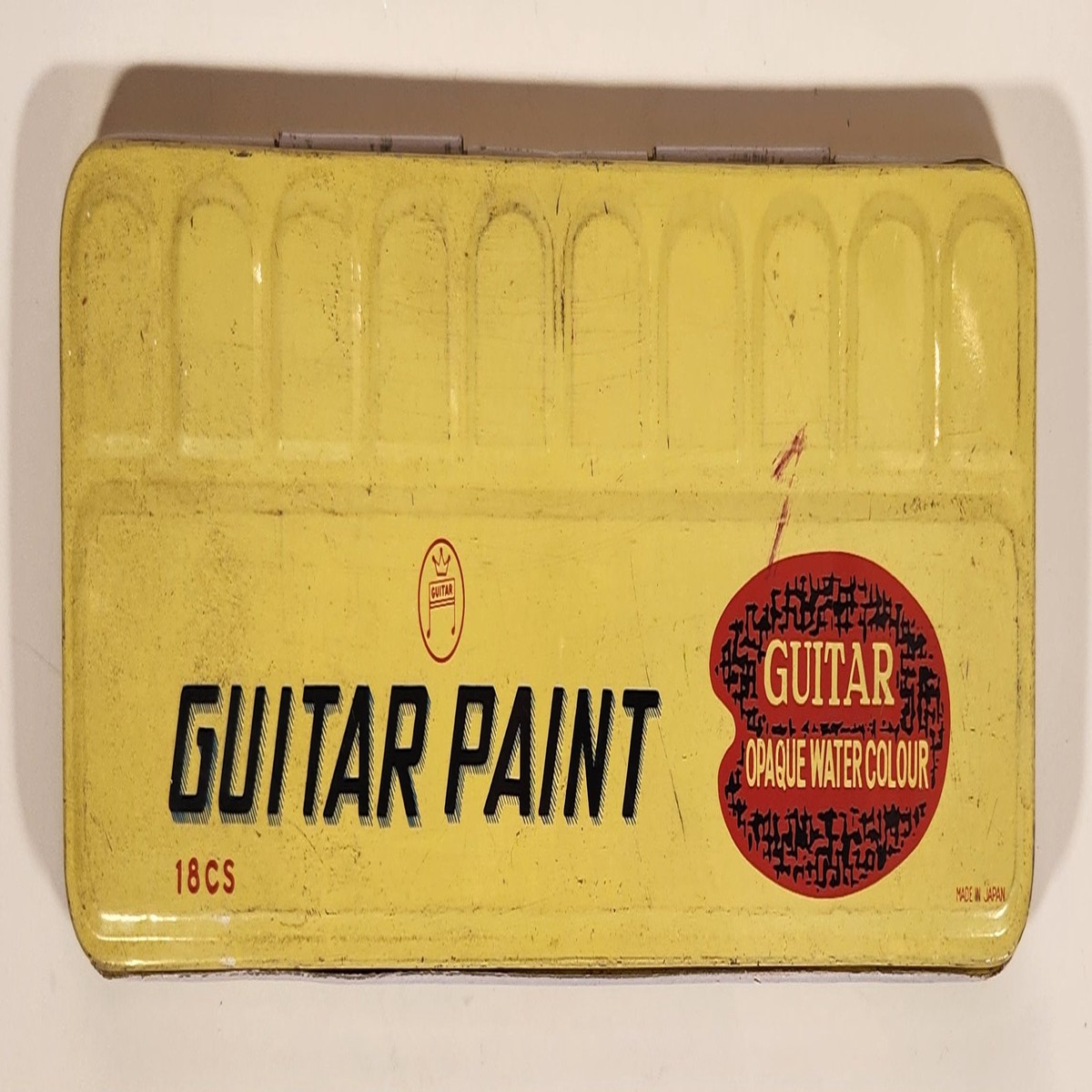 Vintage Guitar Paint Opaque Water Colour Tin Metal Container & Paint Made in Japan