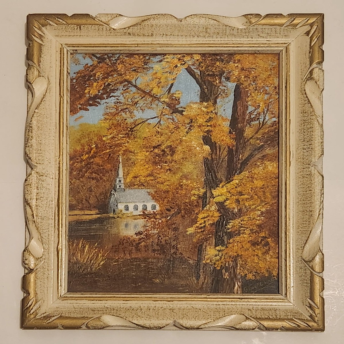 Vintage Original January 9th 1971 'Tranquility' Pearl Ward 12" x 15" Wood Framed Oil Painting Signed