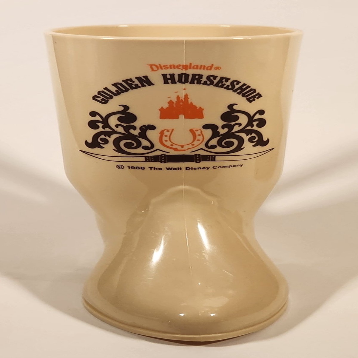 Vintage 1986 The Walt Disney Company Disneyland Golden Horseshoe Cowboy Boot Shaped 6" Plastic Mug Cup