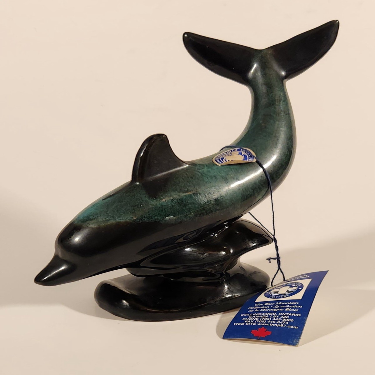 Vintage Blue Mountain Pottery 8" Tall Dolphin Animal Figurine Ornament