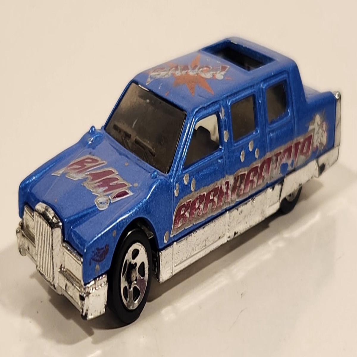 1997 Hot Wheels Biff! Bam! Boom! Series Limozeen Money Madness! Blue Die Cast Toy Car Vehicle