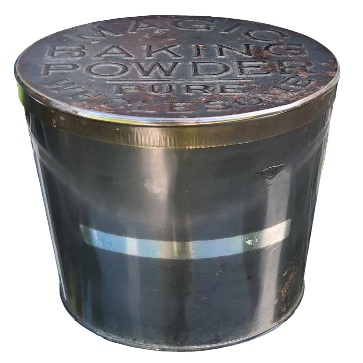 Antique Magic Baking Powder Pure Wholesome 7 1/4" Tall Tin Metal Can