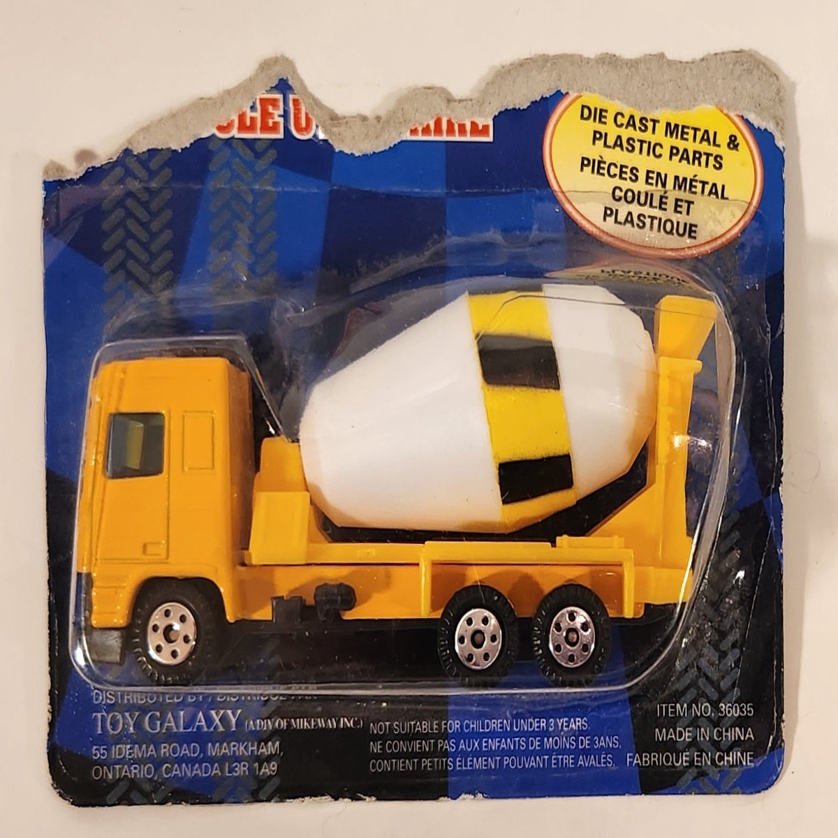Toy Galaxy Yatming No. 2300 DAF 95 Series Cement Truck Yellow and White Die Cast Toy Truck Vehicle New in Partial Package