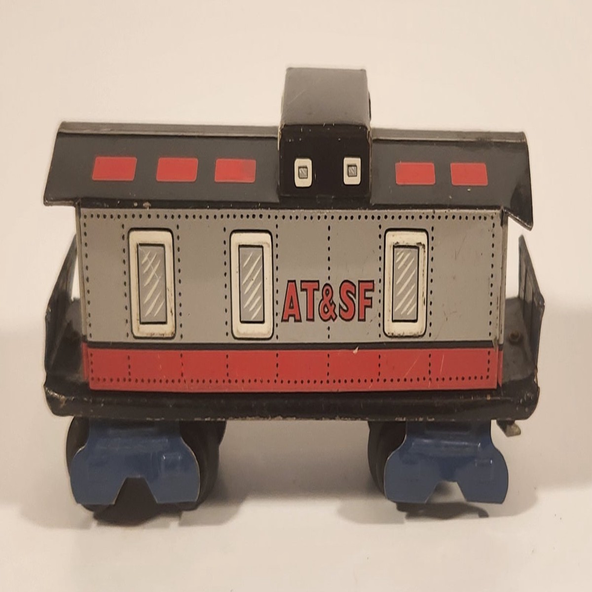Vintage Straco Nomura Japan Atchison, Topeka and Santa Fe Railway AT&SF Caboose Tin Toy Train Car Vehicle