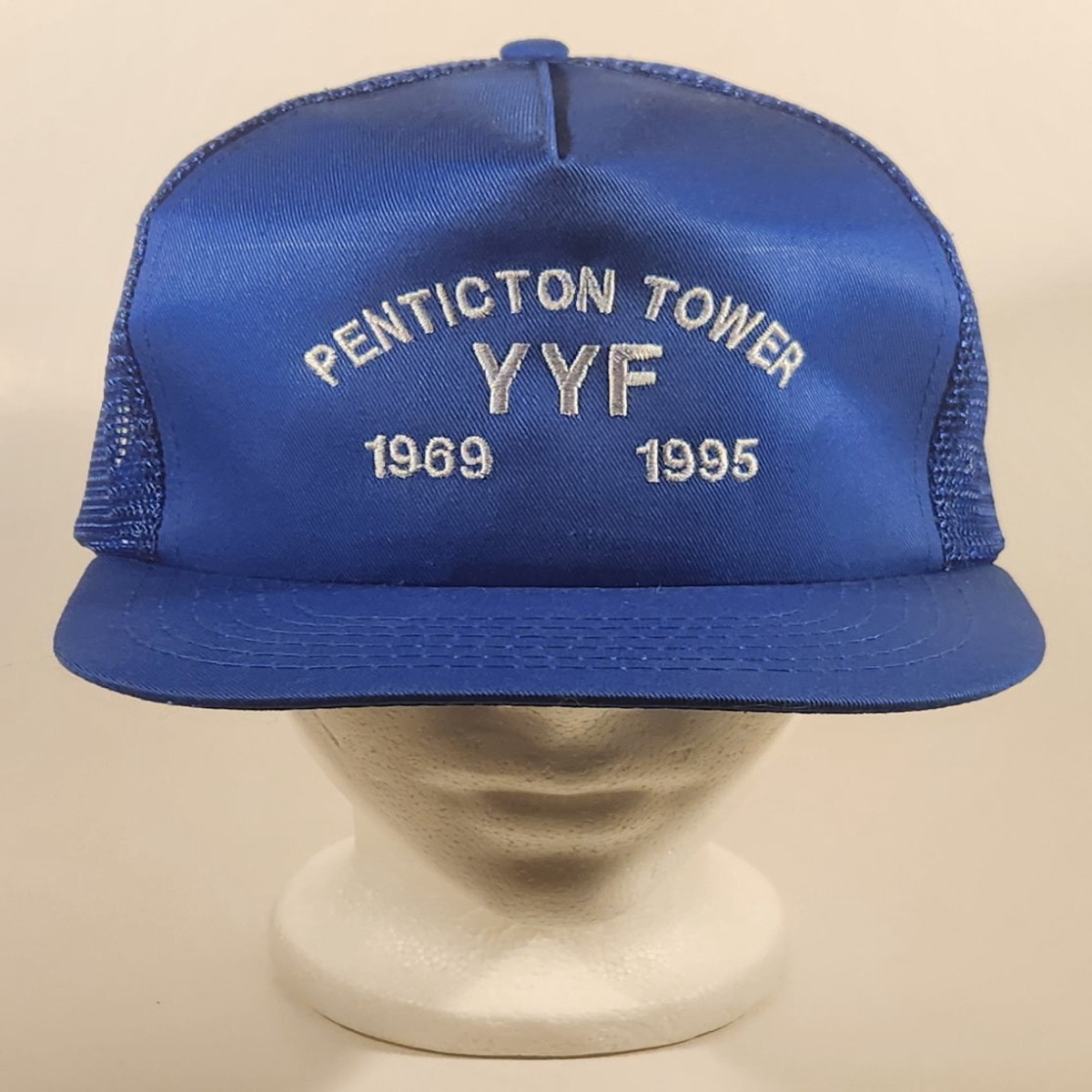 Vintage 1969 to 1995 YYF Penticton Tower Blue Snapback Mesh Trucker Cap Hat