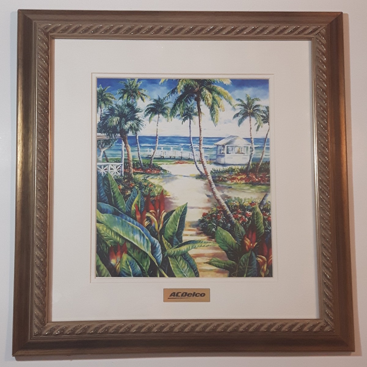 Rare AC Delco Paint Tropical Palm Tree Beach Scene Art Print