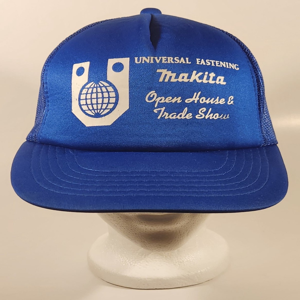 Vintage Universal Fastening Makita Open House & Trade Show Blue Snapback Mesh Trucker Cap Hat