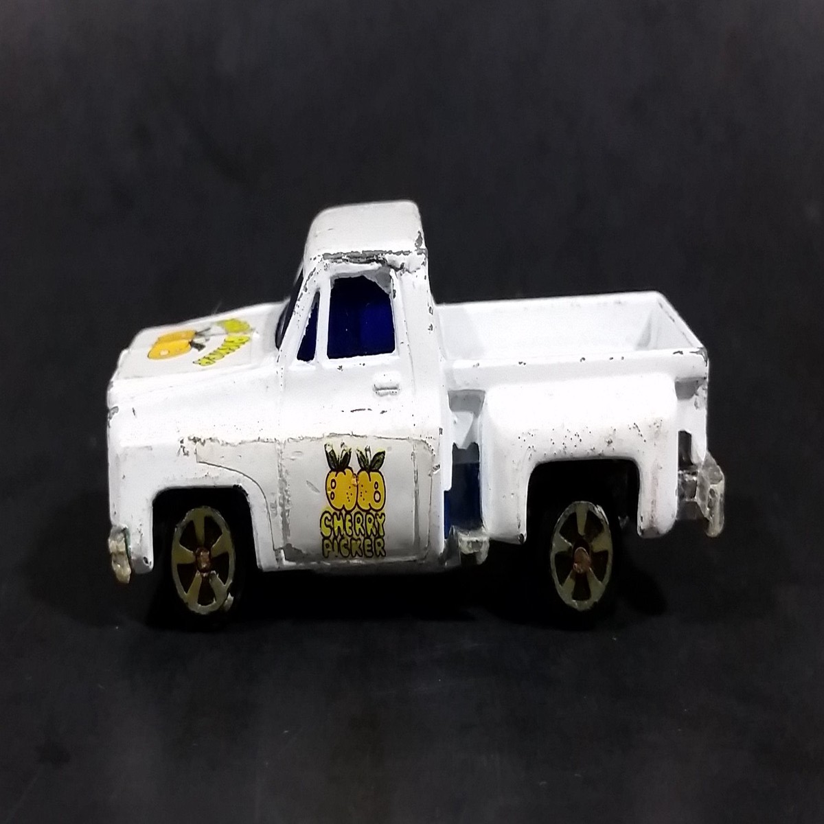 1980s Yatming Chevrolet LUV Stepside "Cherry Picker" White Pickup Truck No. 1700 Die Cast Toy Car Vehicle - Made in Hong Kong