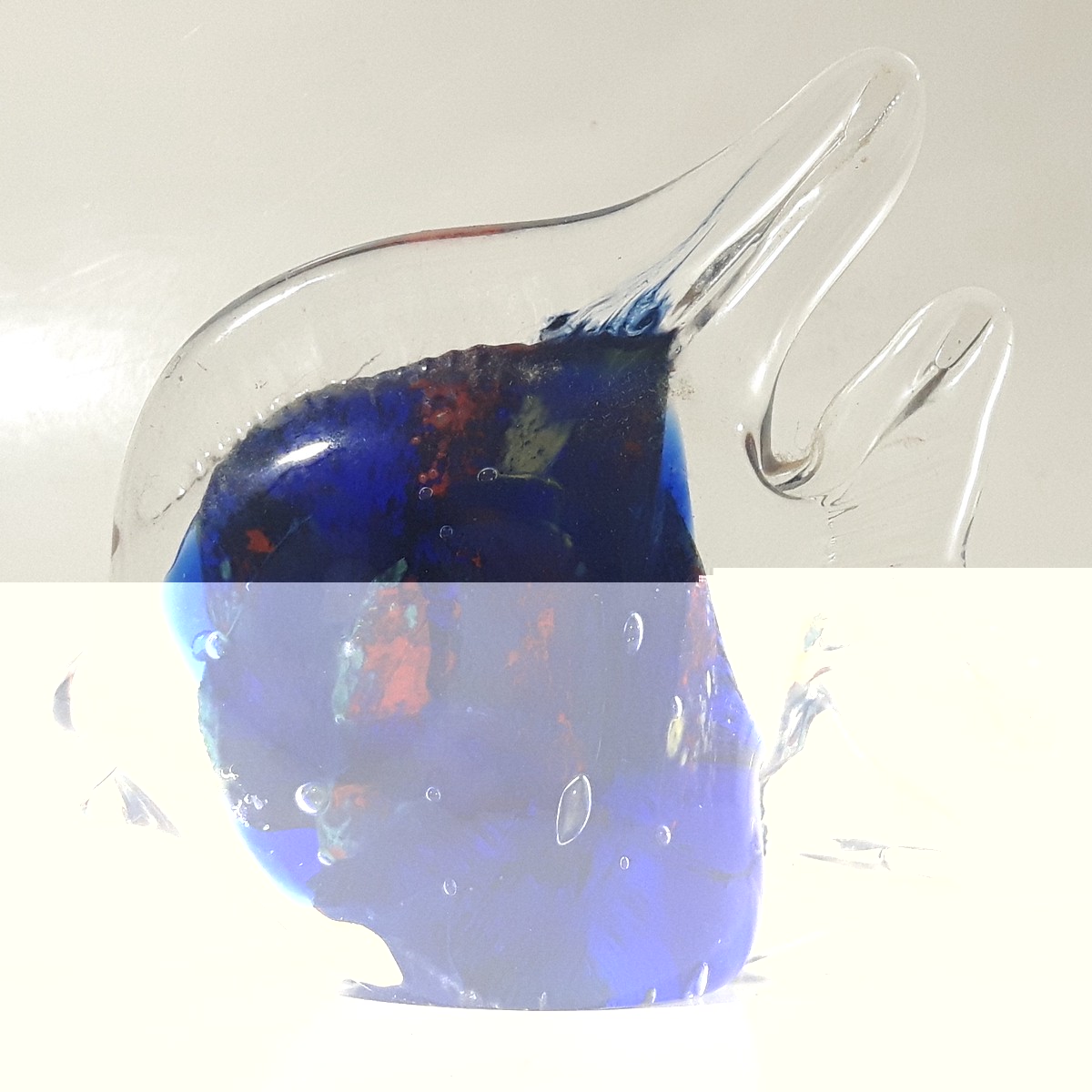 Vintage Murano Style Clear and Blue Coral Tropical Fish Angelfish 3 1/4" Tall Art Glass Ornament