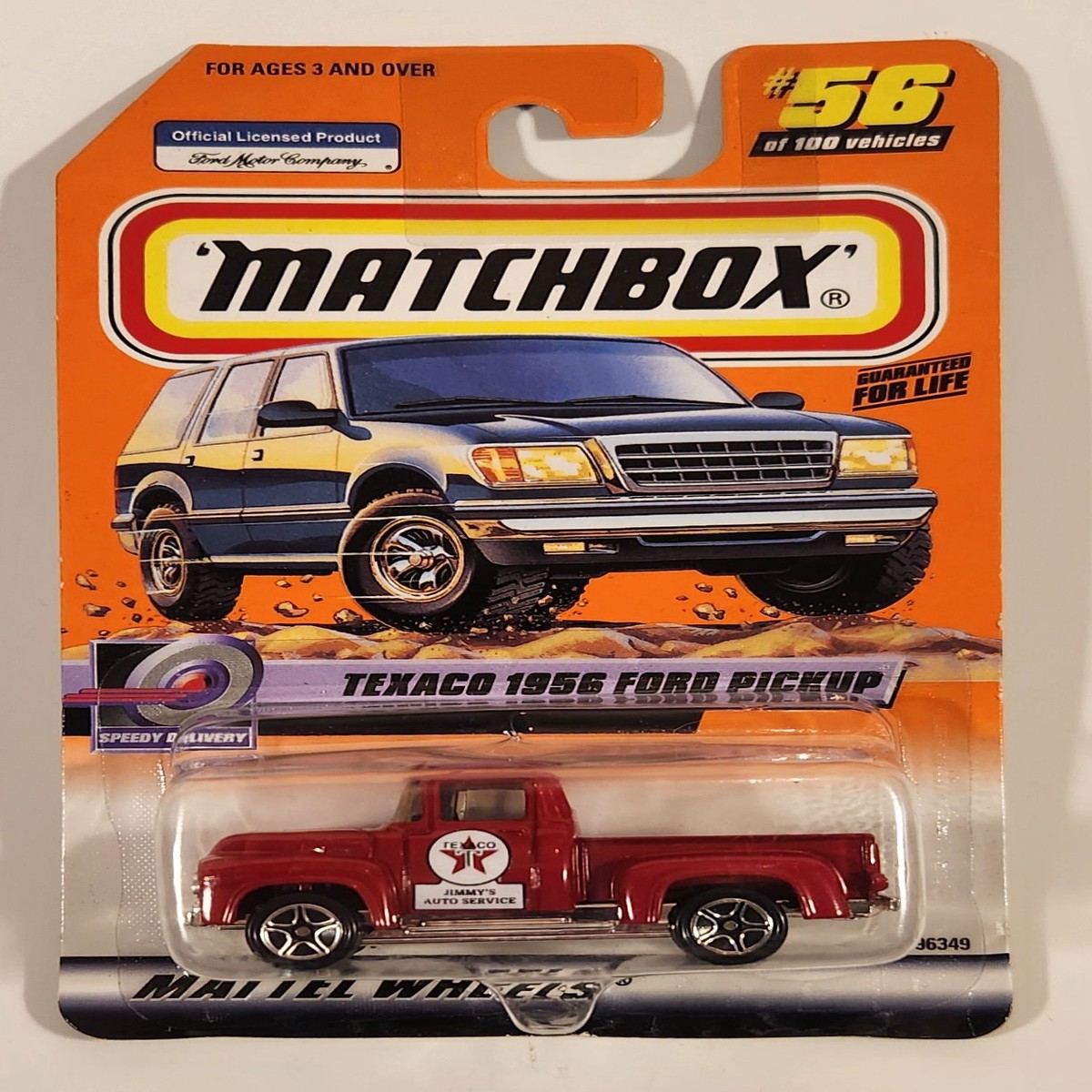 2000 Matchbox Speedy Delivery Texaco 1956 Ford Pickup Truck Red Die Cast Toy Car Vehicle New in Package